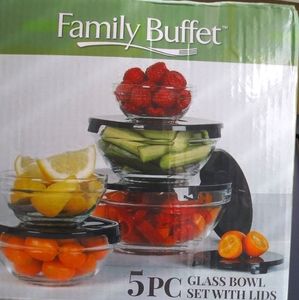 Family Buffet (5 piece ) Glass Set w/lids